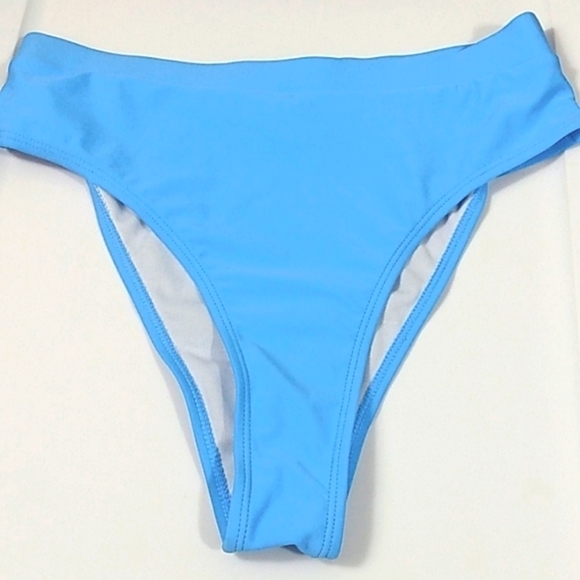 174-SKY BLUE BANDEAU TOP & HIGH WAIST BOTTOM BIKINI SET SIZE LARGE NWOT - Picture 5 of 9